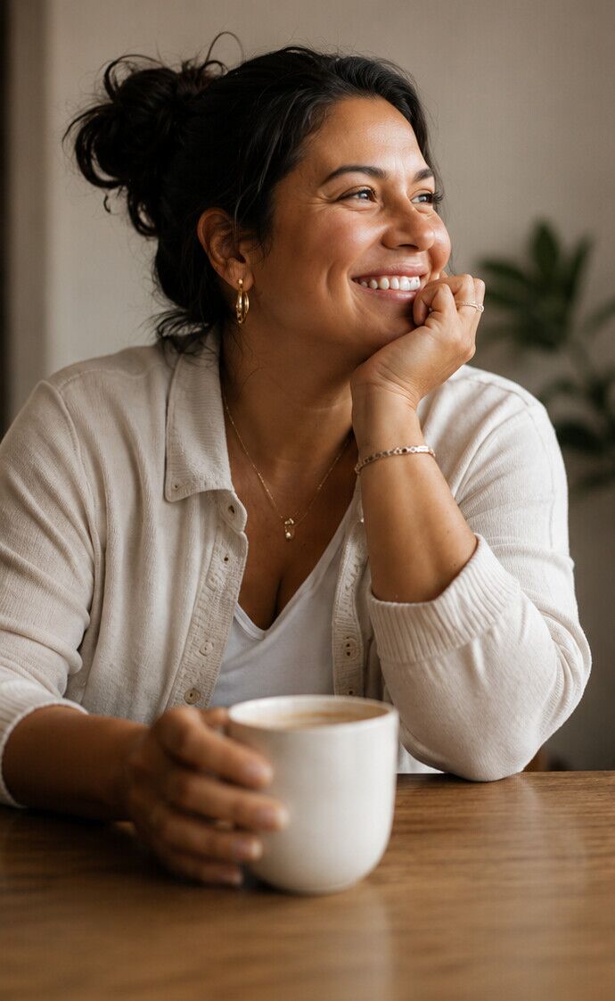 Person reviewing their week over a coffee