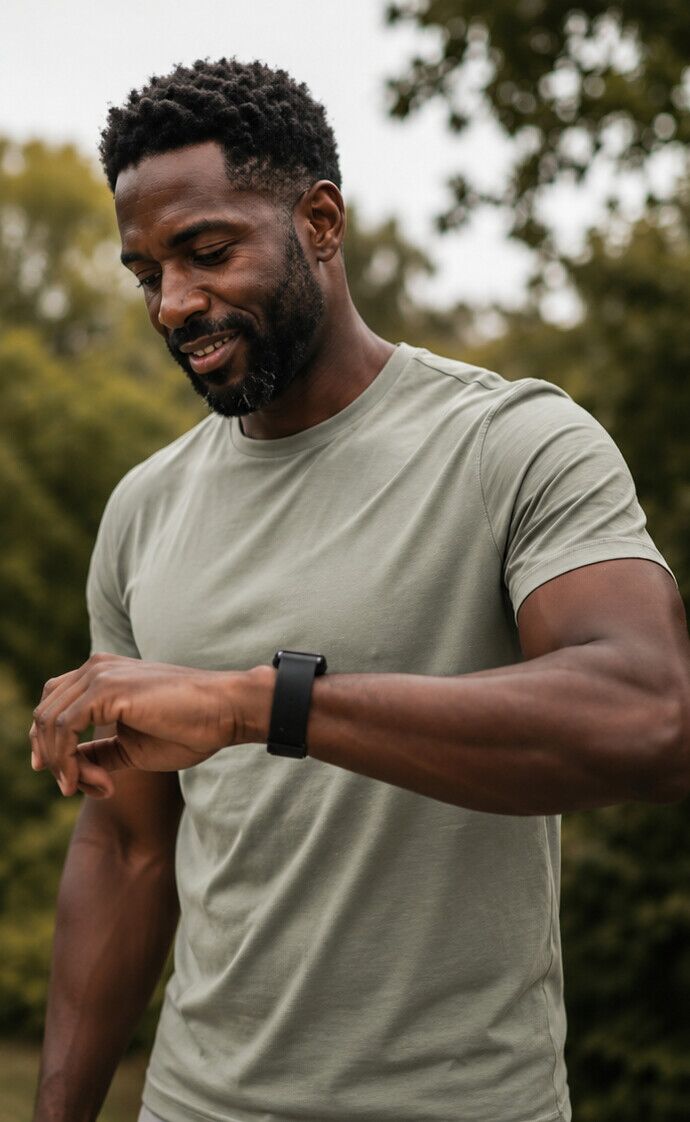 Man glancing at his smartwatch